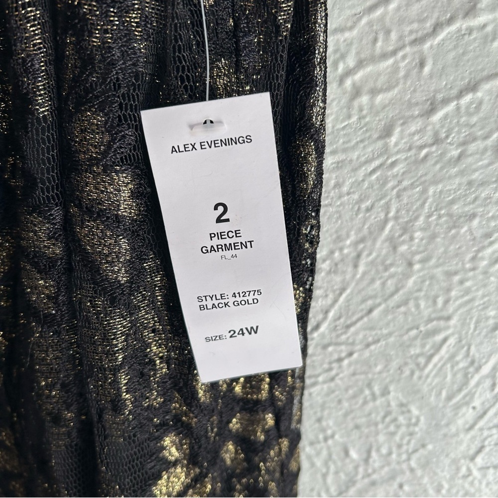 Alex Evenings Black and Gold Lace Two Piece Dress Set NWT Sz 24W - Picture 8 of 8